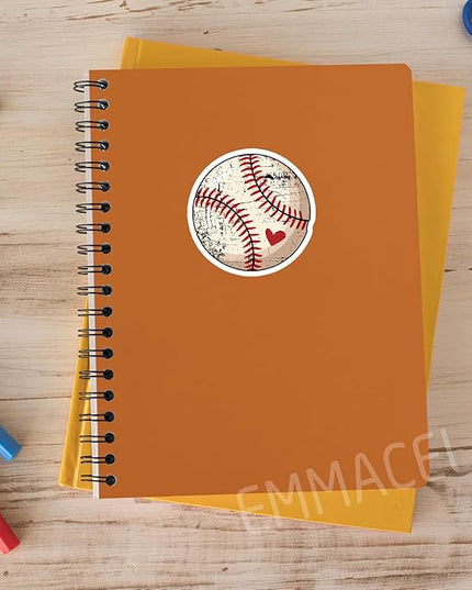 (3PCS) Baseball Stickers Baseball Heart Vinyl Decals Waterproof Sticker for Water Bottle Laptop Tumbler Scrapbook Helmet, Gifts for Baseball Lovers, Baseball Team Size 3" x 3"