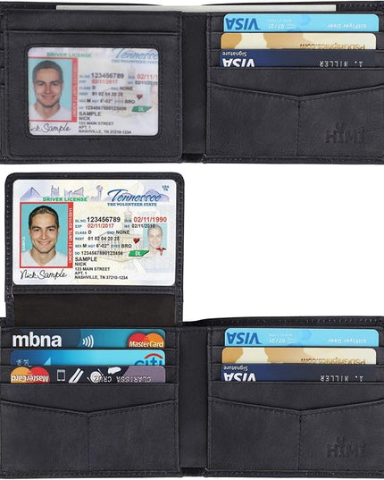 Wallet for Men-Genuine Leather RFID Blocking Bifold Stylish Wallet With 2 ID Window
