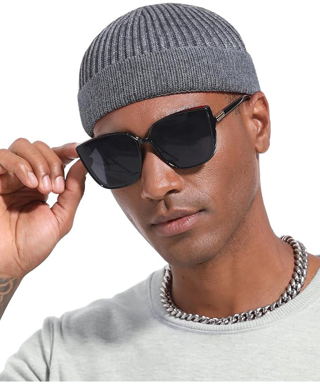 Short Fisherman Beanie for Men Women, Wool Knit Cuff Warm Winter Hats, Trawler Beanie Watch Caps Soft Skullcap