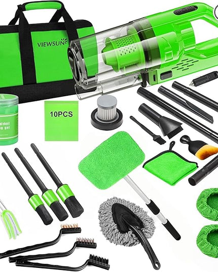 Viewsun 30pcs Car Cleaning Kit, Car Interior Detailing Kit with High Power Handheld Vacuum, Detailing Brush Set, Windshield Cleaner, Cleaning Gel, Complete Auto Accessories for Men, Women