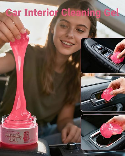 ColorCoral 2 Pack Car Cleaning Gel Reusable Auto Slime Cleaner,Rose Scent Dust Cleaning Gel Keyboard Slime for Car Interior Air Vent Cleaner, Auto Detailing kit Tools Accessories,Gifts for Men Women