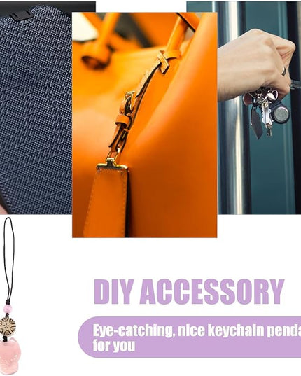 Fox Phone Charm Keychain Pendant for Women Small Pink Phone Chain with Natural Chalcedony Creative Bag and Key Decoration