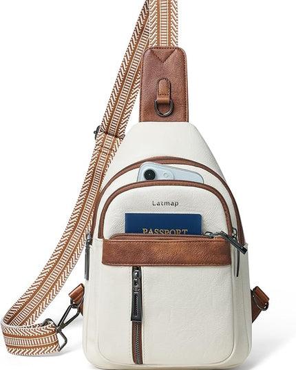 7L Sling Bag For Women Men Backpack Fanny Pack Crossbody Chest Travel Shoulder Belt Bags Purse Handbag PU Leather