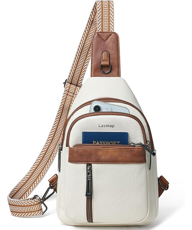 7L Sling Bag For Women Men Backpack Fanny Pack Crossbody Chest Travel Shoulder Belt Bags Purse Handbag PU Leather