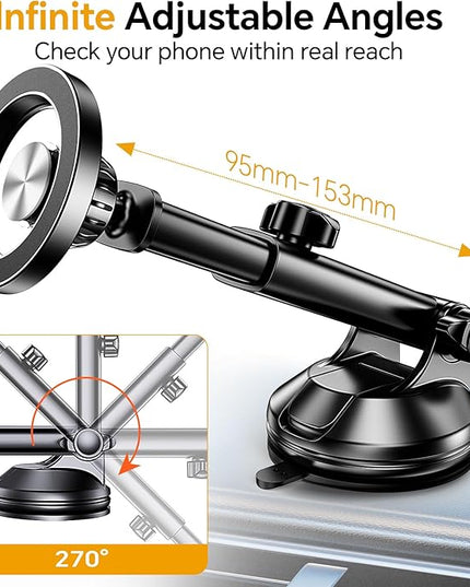 Coolpow for MagSafe Car Mount【Windshield+Vent+Dash】Magnetic Phone Holder for Car Phone Holder Mount Cell Phone Holders for Your Car Accessories Suction Phone Mount for Car Truck Stand for iPhone 17 16