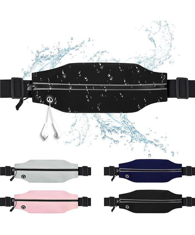 Slim Running Belt For Men and Women Waist Fanny Pack Phone Holder Pouch Bag Reflective Zipper Pocket Workout Cycling Fitness