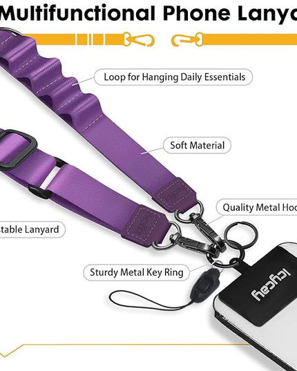 Phone Lanyard Crossbody, Cell Phone Strap for Around The Neck Adjustable, Anti Theft Cute Lanyard for iPhone Case ID Holder Keys Accessories Travel Essential