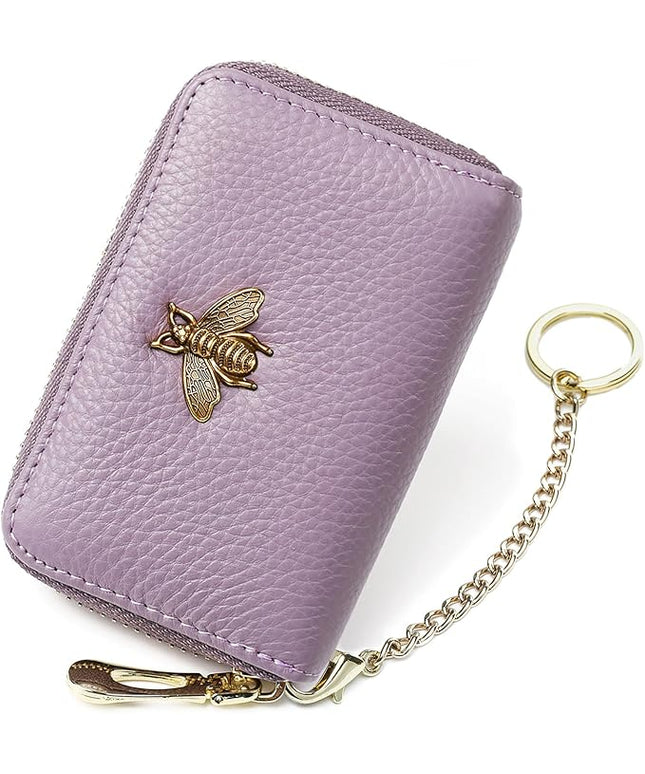 imeetu RFID Credit Card Holder, Small Leather Zipper Card Case Wallet for Women
