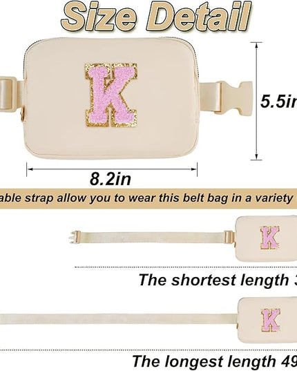 Uygafly Belt Bag Fanny Pack Crossbody Bags with Initials Letter Patch Cute Stuff Birthday Gifts for Teenager Girls Trendy Stuff for Teens | Khaki,K