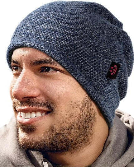 Lvaiz Mens Winter Beanie Hat Warm Fleece Lined Skull Cap for Men Reversible Women Windproof Watch Hat Knit Warm Unisex Beanie