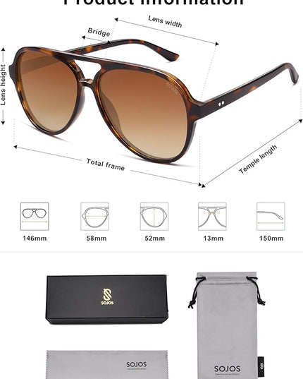SOJOS Classic Polarized Aviator Sunglasses for Women Men, Retro Trendy Aviators Shades SJ2201