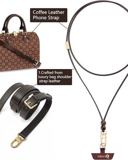 Leather cell phone lanyard Detachable Phone Chain Strap 2-in-1 Phone Chain Wristlet