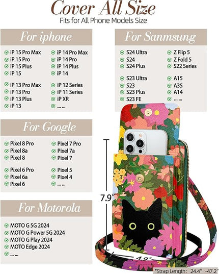 Cute Small Crossbody Purse Cell Phone Bags for Women - Leather Cellphone Wallet Purse with Shoulder Strap
