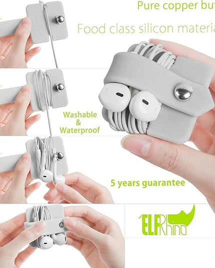 Cord Organizer Earbuds Holder Earphone Wrap Earphones Organizer Headset Headphone Earphone Wrap Winder Cord Manager Cable Winder Gray