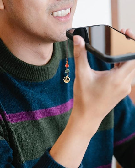Vintage Brass Phone Pendant Key Chain Retro Handicraft Charm for Mobile Accessories Delicate Multi-functional Keychain Decoration Stylish DIY Pendant Gift for Family Random Color