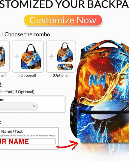 Custom Backpack for Kids Boys Hockey Bookbag for School Elementary Middle Primary, Lightweight Back to School Supplies