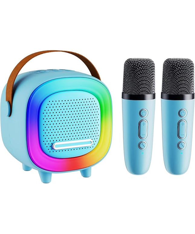 Mini Karaoke Machine Speaker for Kids Adults, Portable Bluetooth with 2 Wireless Microphones, Children's Day Birthday Gift Ideas for Toys for Teens Boys and Girls Aged 4, 5, 6, 7, 8, 9, 10, 11, 12+