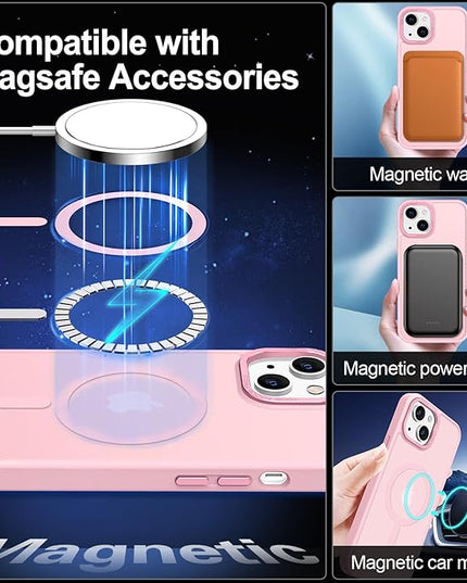 Hython Case for iPhone 13 Mini Case Magnetic Translucent Matte Phone Cases 5.4" [Compatible with MagSafe] Thin Slim Fit Shockproof Bumper Hard Protective Cover for Women Men Girls, Frosted Tender Pink