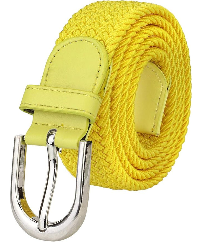 Falari Men Women Multicolored Elastic Stretch Braided Belt Canvas Fabric Woven No Holes Belt