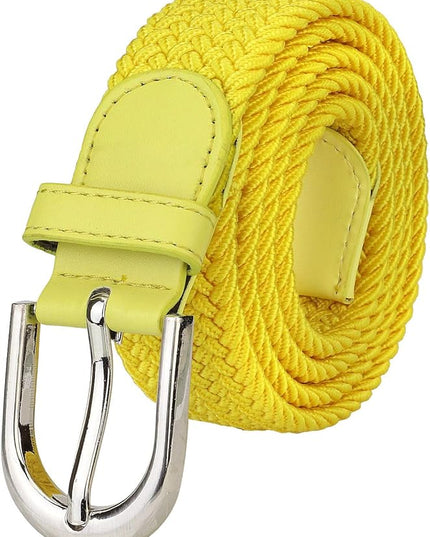 Falari Men Women Multicolored Elastic Stretch Braided Belt Canvas Fabric Woven No Holes Belt