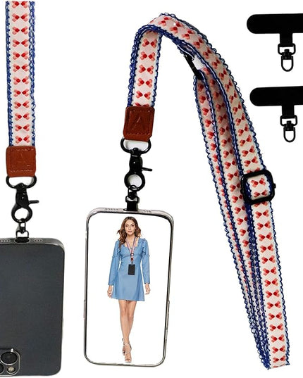 Adjustable Lanyard for Phone, Camera, Name Tags, ID card, Keychain and Wristlet Straps with 2 phone pads(Black)