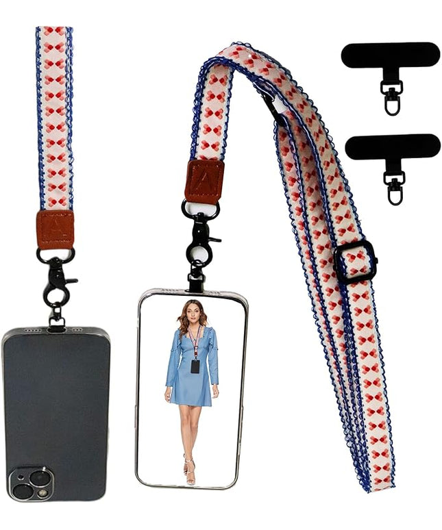 Adjustable Lanyard for Phone, Camera, Name Tags, ID card, Keychain and Wristlet Straps with 2 phone pads(Black)