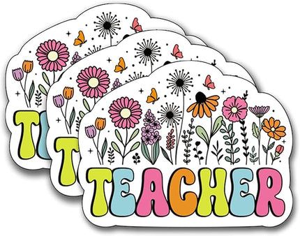 (3Pcs) Teacher Sticker, Teachers Decal Decorate Books Laptop Phone Water Bottles Kindles Stickers Tumbler Waterproof Vinyl Sticker 3 x 2,5" Inch