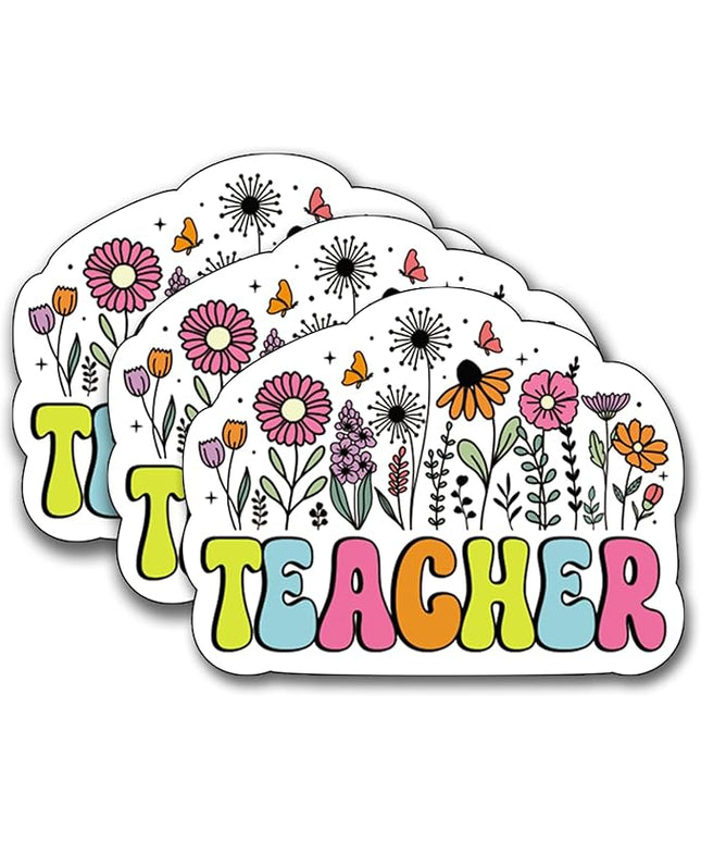 (3Pcs) Teacher Sticker, Teachers Decal Decorate Books Laptop Phone Water Bottles Kindles Stickers Tumbler Waterproof Vinyl Sticker 3 x 2,5" Inch