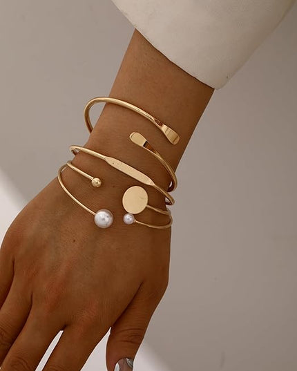 ÌF ME Gold Bangle Bracelets for Women, Indian Bangles Stackable Set, Multi Layer Textured 14K Gold Plated Chunky Bracelets Boho Jewelrys Set