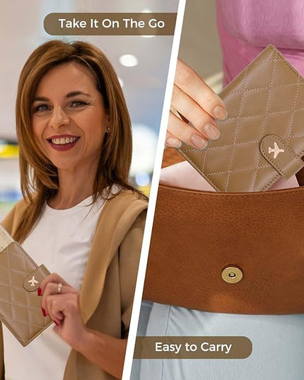 Melsbrinna Rfid Passport Holder for Travel women/Men, Cute Passport Wallet Rfid Blocking Card Slots, Rfid Passport Cover/CaseTravel Wallet, Passport Book Holder (1, LG KHAKI)