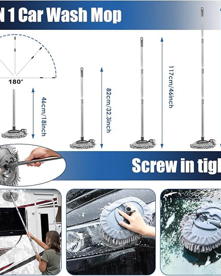Viewsun 21Pcs Car Cleaning Kit with High Power Handheld Vacuum, Car Wash Mop with Long Handle, Bucket, Detailing Brush Set, Windshield Cleaner, Complete Interior Exterior Washing Supply for Men Women