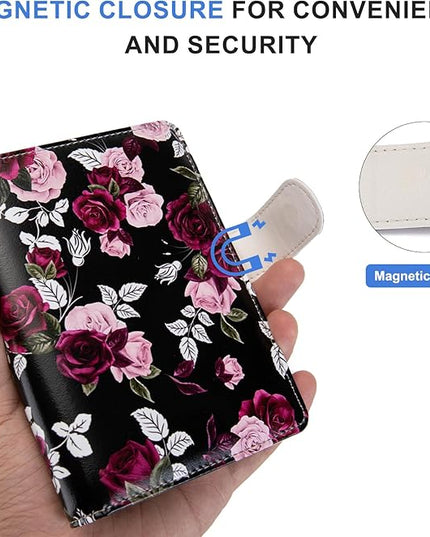 Passport Holder for Travel Essentials, RFID Blocking Passport Wallet Cover with Magnetic Closure, Passport Book Holders for Women and Men (Rose)
