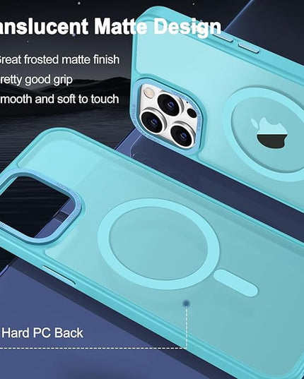 Hython Case for iPhone 13 Pro Max Case Magnetic Translucent Matte Phone Cases 6.7" [Compatible with MagSafe] Thin Slim Fit Shockproof Bumper Hard Protective Cover for Women Men Girls, Lake Blue