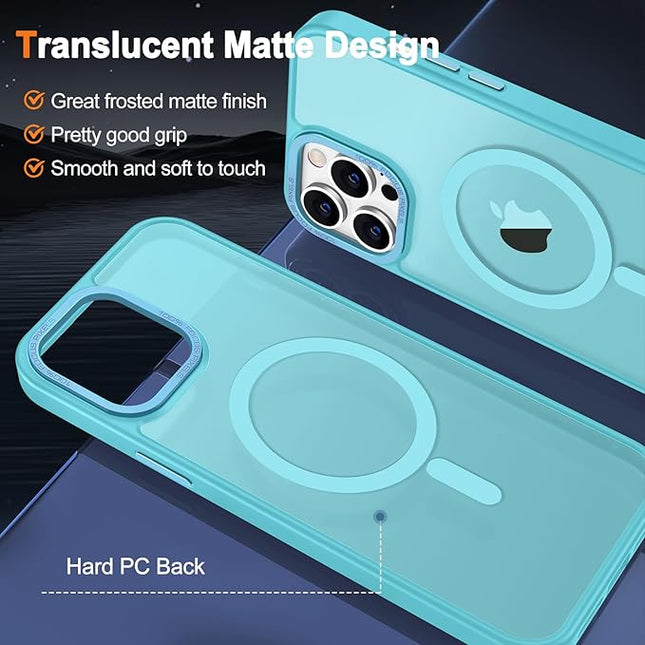 Hython Case for iPhone 13 Pro Max Case Magnetic Translucent Matte Phone Cases 6.7" [Compatible with MagSafe] Thin Slim Fit Shockproof Bumper Hard Protective Cover for Women Men Girls, Lake Blue
