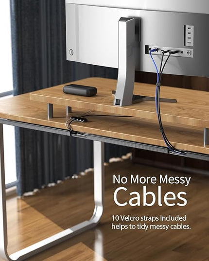 Delamu 157in Cable Management Under Desk, Safe & Tidy Under Desk Cable Management for Home & Office, Cord Organizer for Desks, Wire Organizer Kit, 10 Pack Black