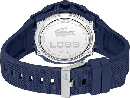 Lacoste LC33 Men's Analog-Digital Watch – TR90 Case, World Clock, Stopwatch, Alarm, Backlight, Textured Silicone Strap, Premium Fashion Timepiece - Gift for Him - 45mm