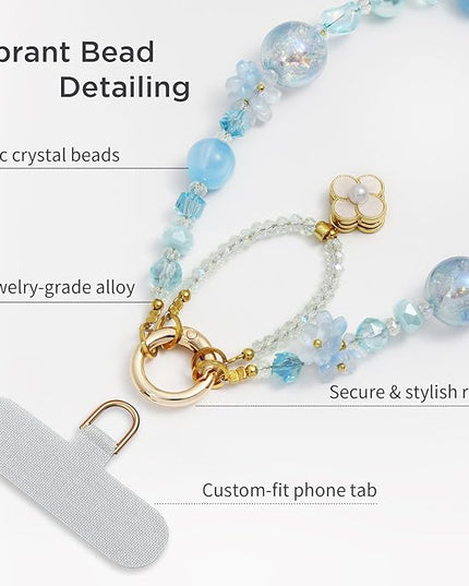 Phone Charm for Women, Anti-Theft Phone Wrist Strap, Hands-Free & Detachable Cellphone Lanyard Chain with Tether Tab