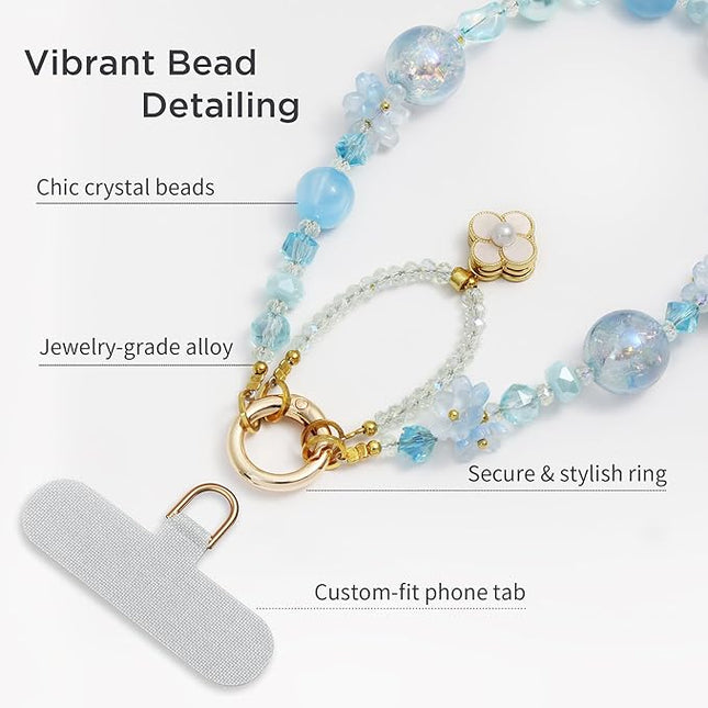 Phone Charm for Women, Anti-Theft Phone Wrist Strap, Hands-Free & Detachable Cellphone Lanyard Chain with Tether Tab