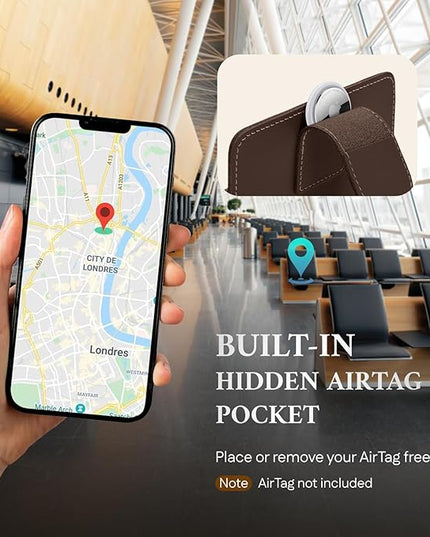 ALLIVE Passport Holder for Travel, Genuine Leather Passport Holder with AirTag Hidden, Rfid Passport Cover Travel Wallet for Airport Essentials, Travel Must Haves Gifts (Coffee Brown)