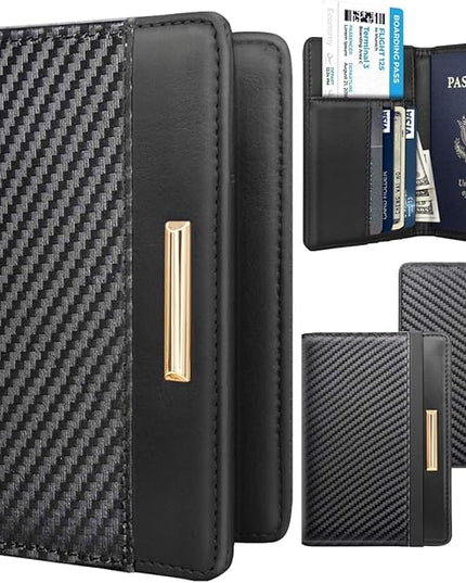 Passport Holder Cover Travel RFID Blocking Passport Cover Rose Gold Cute Flowers Passport Wallet with Elastic Band for Women