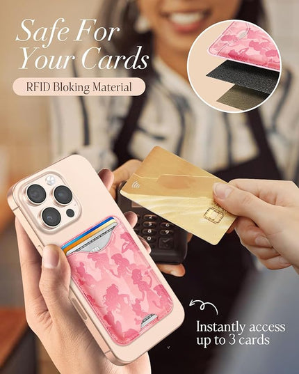 Shorogyt Compatible with Magsafe Wallet Magnetic Card Holder - Princess Phone Wallets for Women Teen Girls Cute Pattern for iPhone 17/16/15/14/13/12 Series Slim for Apple Mag RFID Magnet, Fit 3 Cards