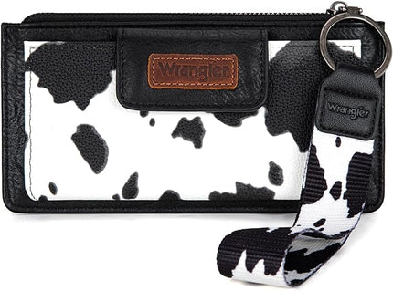 Montana West X Wrangler Cow Print Wallet for Women Ladies Female Card Cases & Money Organizers Wristlet with Wallet Large Clutch with Coin Purse Smooth Zipper and Rfid Lining