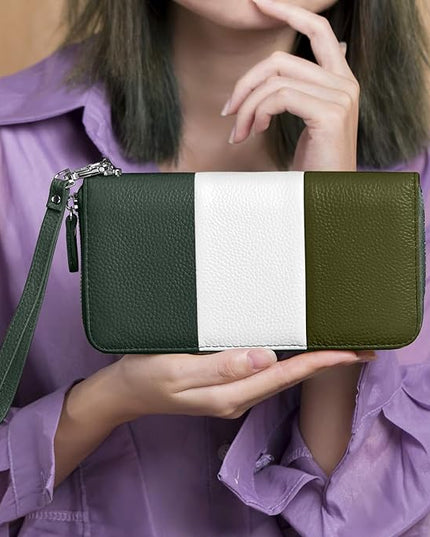 Moflycom Womens Wallet RFID Blocking Genuine Leather Multi Credit Card Large Capacity Zip Around Clutch Travel Purse Wristlet