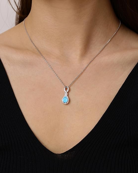 FANCIME Infinity Embrace Birthstone Necklaces for Women Fine Jewelry Sterling Silver Dainty Infinity Pendant Anniversary Birthday Christmas Gifts for Her Wife Mom Daughter