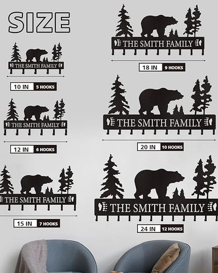 Dyoart Personalized Key Holder for Wall, Custom Metal Black Bear Coat Hook Key Holder with Name, Metal Key Rack Hanger Organizer for Entryway, Front Door, Hallway, Kitchen, Office Decor