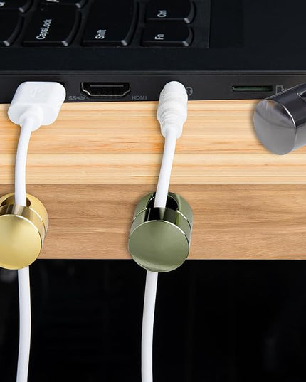 3 Sets Charger Holders for Cords, Gold/Silver/Antique Copper Adjustable Cable Anchor Holders, Adhesive Metal Cord Clips, Cable Management Wire Organizers for Desk, Office, Nightstand