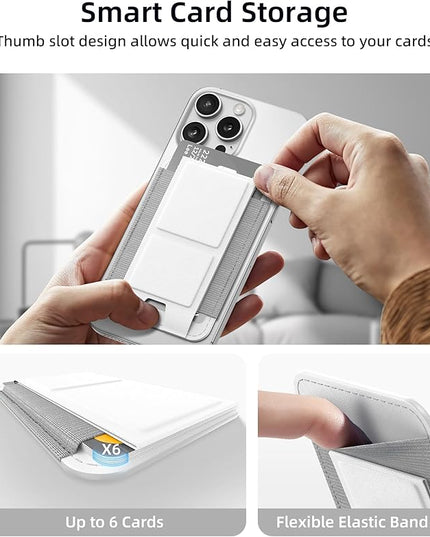 Magsafe Wallet with Angle Adjustable Stand, Magnetic Card Holder for iPhone 16/15/14/13/12 Series (Not for iPhone Mini), 1 Slot, 6 Cards, White