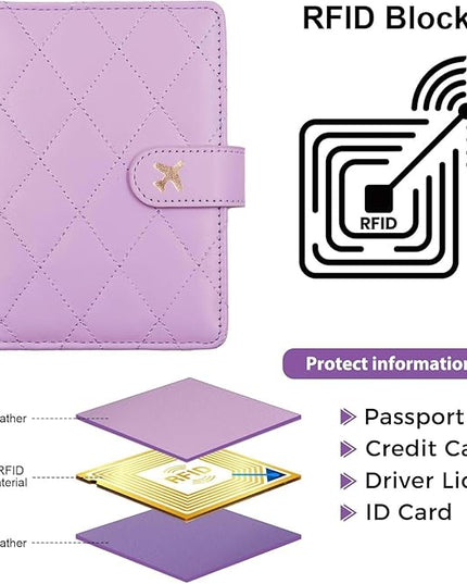 Melsbrinna Rfid Passport Holder for Travel women/Men, Cute Passport Wallet Rfid Blocking Card Slots, Rfid Passport Cover/CaseTravel Wallet, Passport Book Holder (1, LG PURPLE)