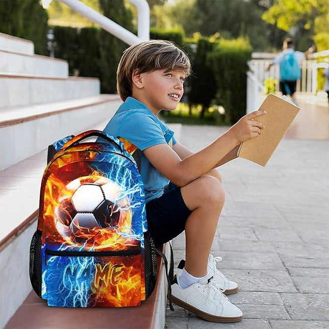 Custom Backpack for Kids Boys Soccer Bookbag for School Elementary Middle Primary, Lightweight Back to School Supplies