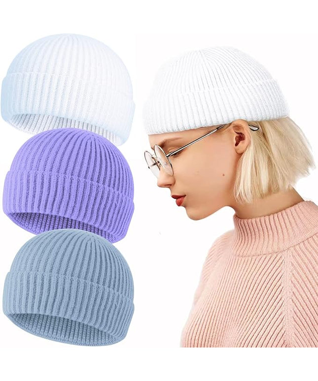 ROYBENS Swag Wool Knit Cuff Short Fisherman Beanie for Men Women, Winter Warm Hats